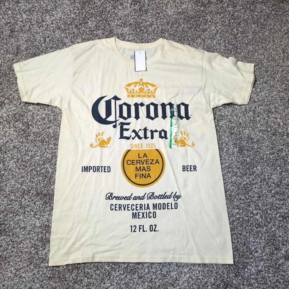 New Corona Extra Beer White Palm Tree Beach Classic Logo Men's M Vintage T-Shirt